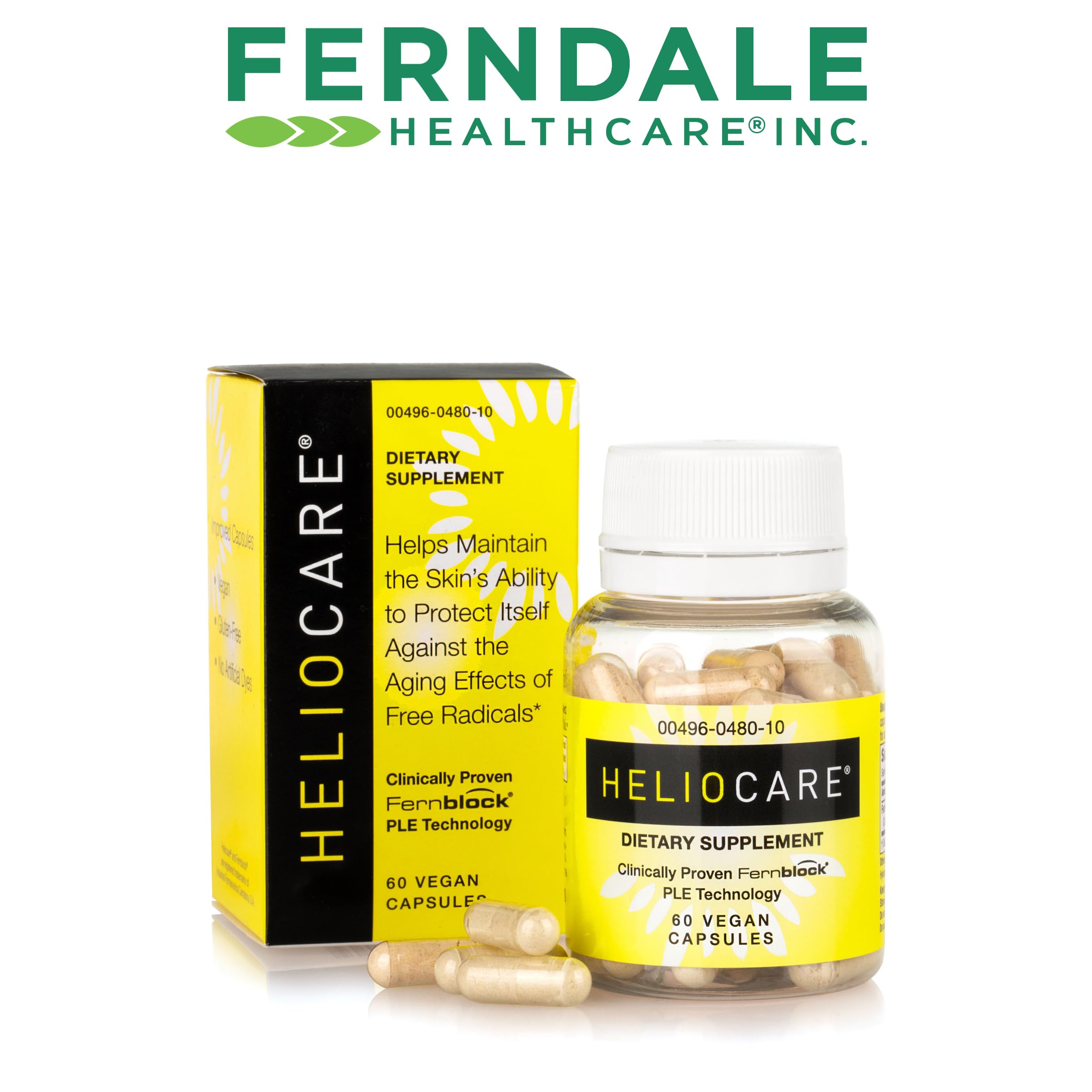 Heliocare bouteille 60 capsules, format pratique pour la routine journalière.