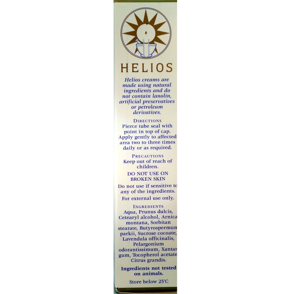 Helios Arnica Crème, application par massage pour tissus mous et sensibilité cutanée.