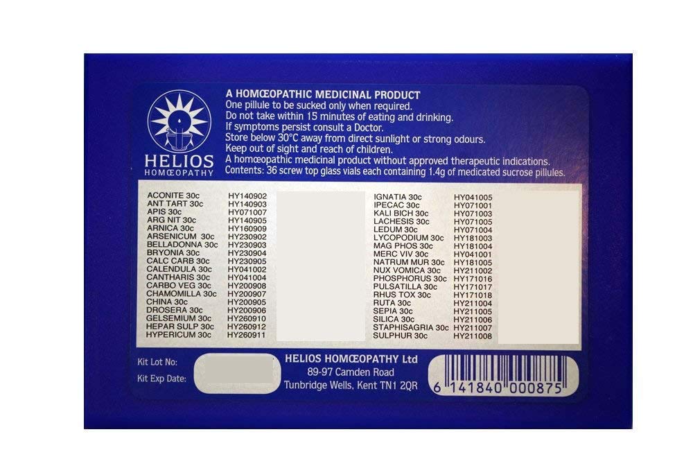 Helios pilules doses kit 36 remedes: une dose pratique à emporter.