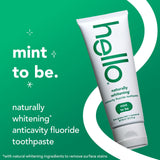Pack de 3 tubes hello blanchissant naturel, présentation menthe, pour sourire plus éclatant.