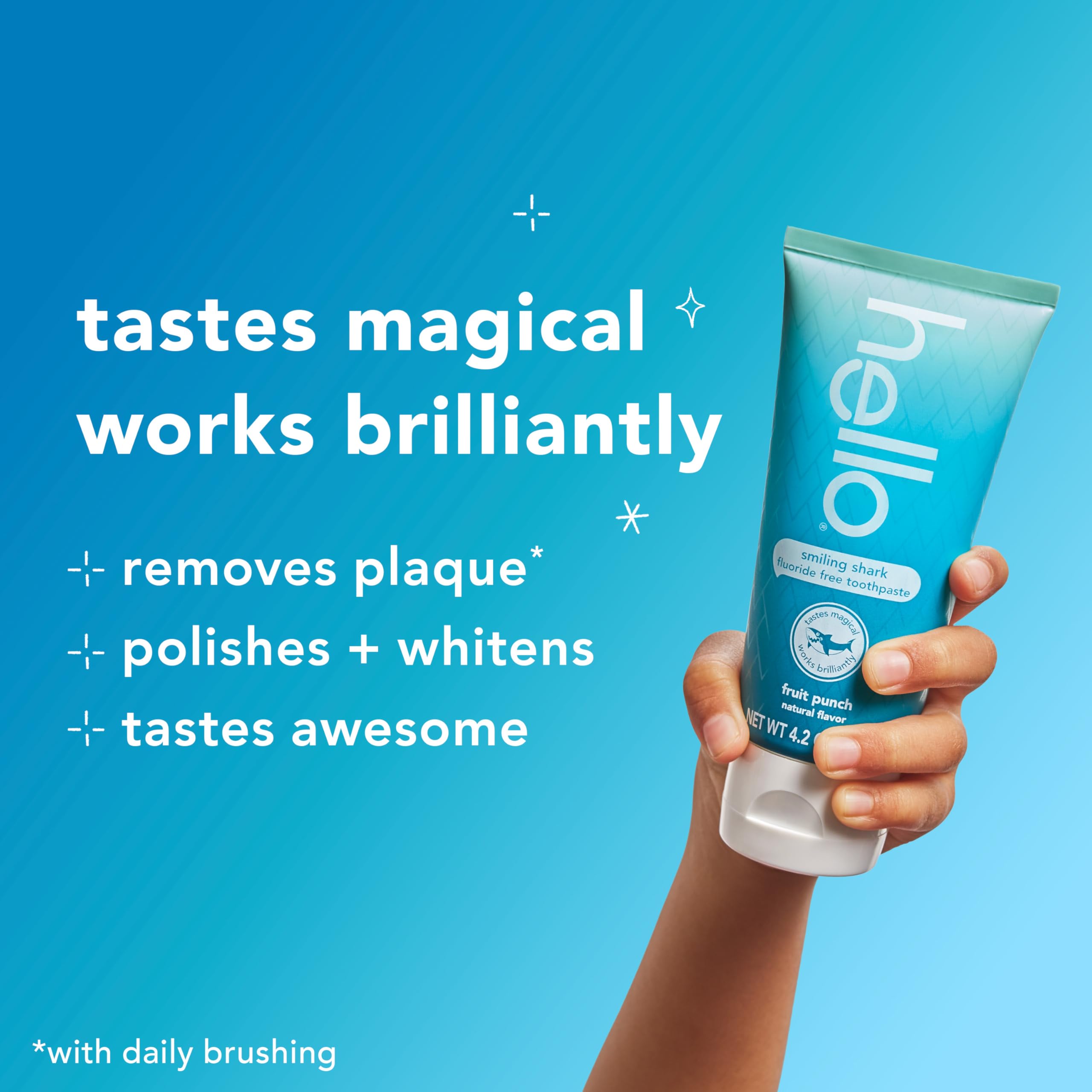 Tube Hello dentifrice enfant avec étiquette colorée et design vivant