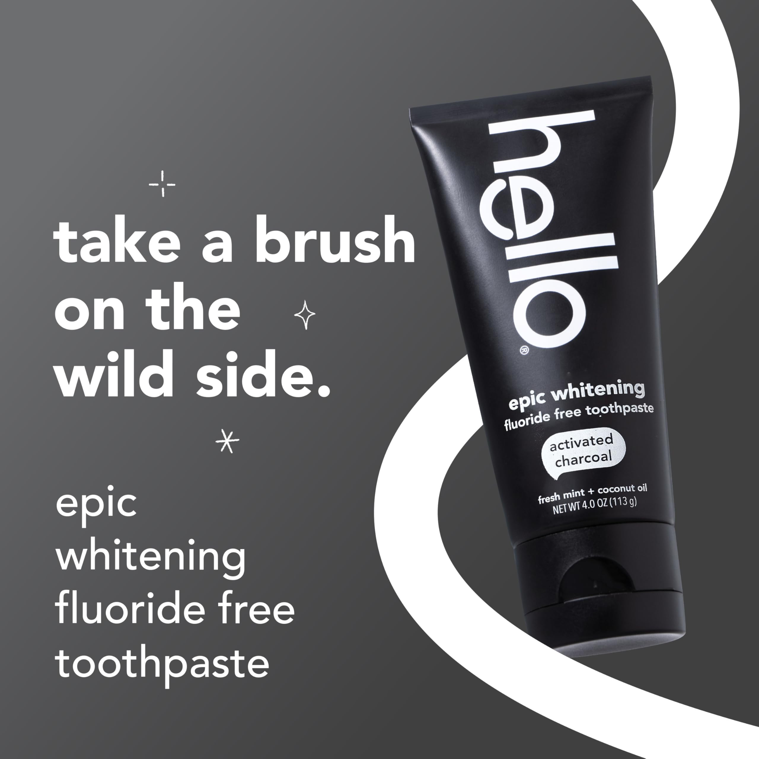 hello Epic Whitening dentifrice au charbon actif, trois tubes prêts à l’emploi