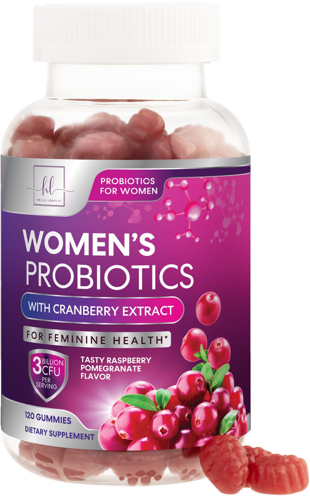 Hello Lovely ! bonbons-probiotiques-femmes au cranberry, équilibre du pH et soutien digestif.