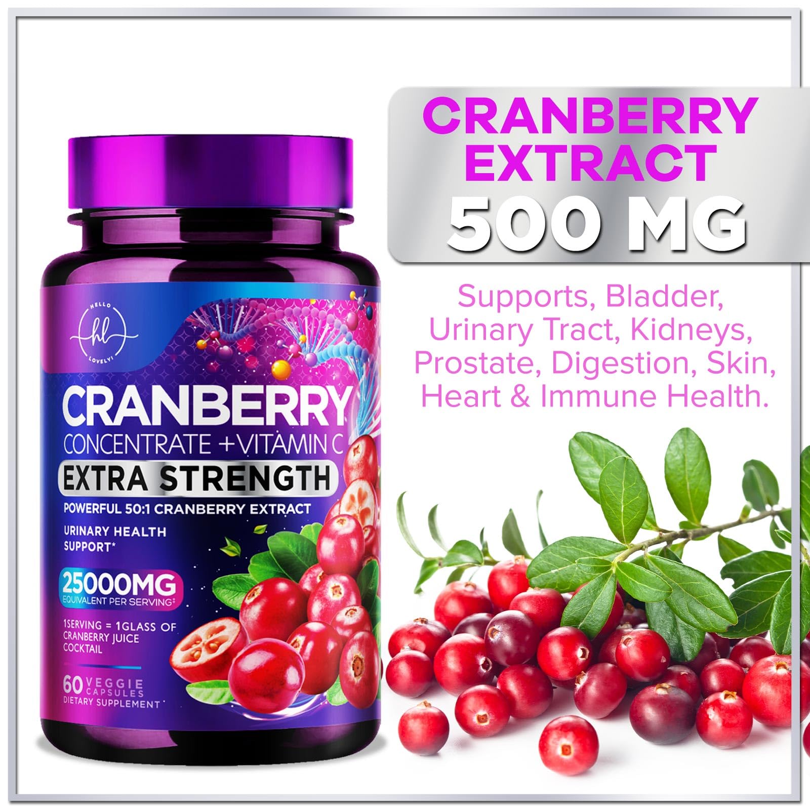Hello Lovely Cranberry : ingrédients issus de fruits entiers pour une naturalité accrue.