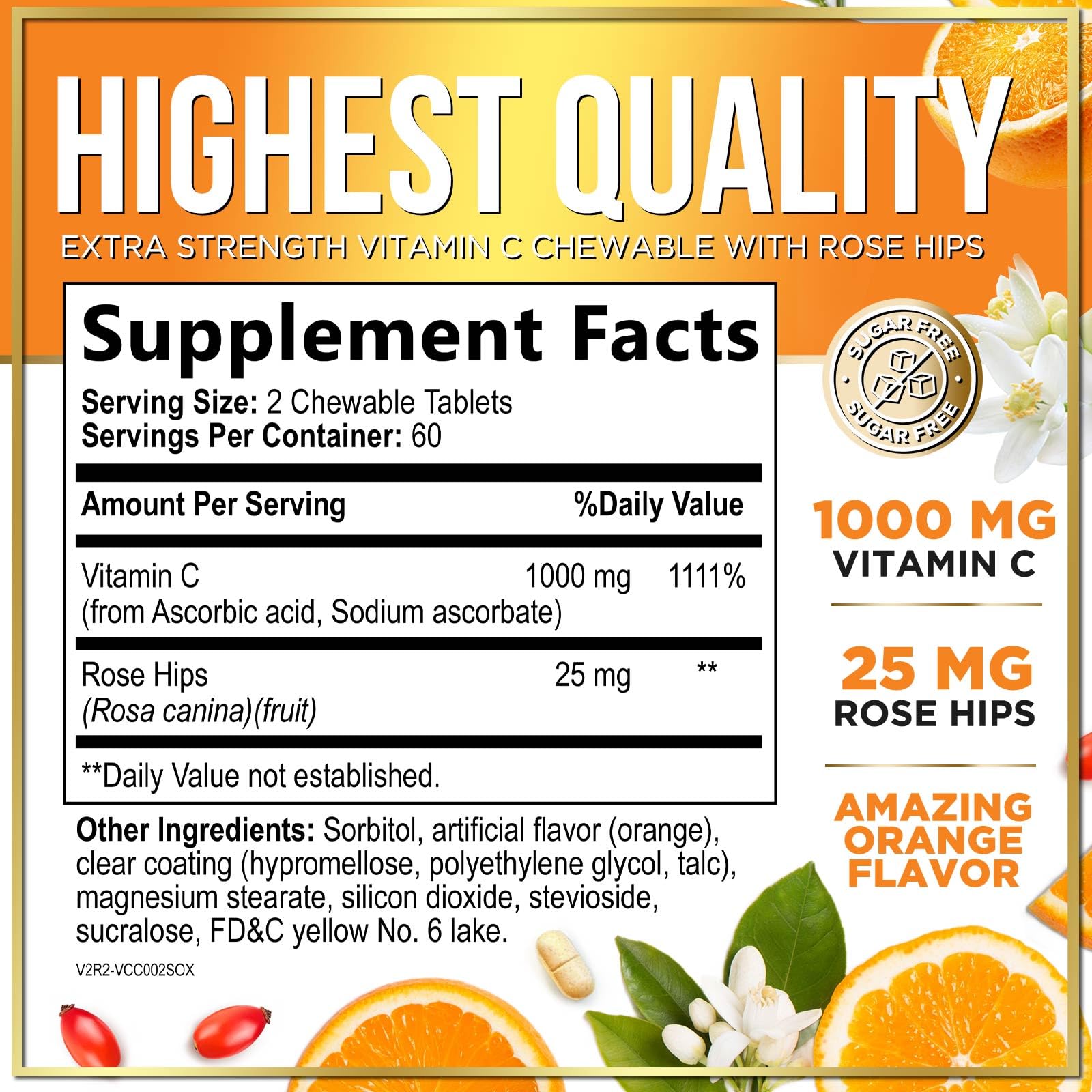 Comprimés masticables sans sucre Hello Lovely 1000 mg, goût neutre.