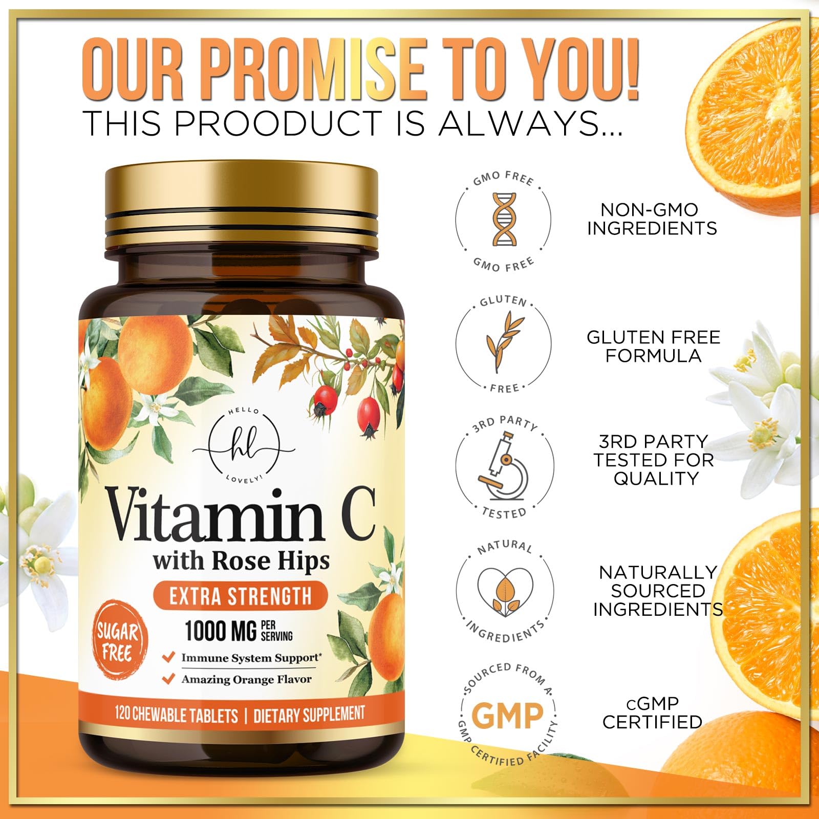 Tablettes douces Hello Lovely vitamine C 1000 mg.