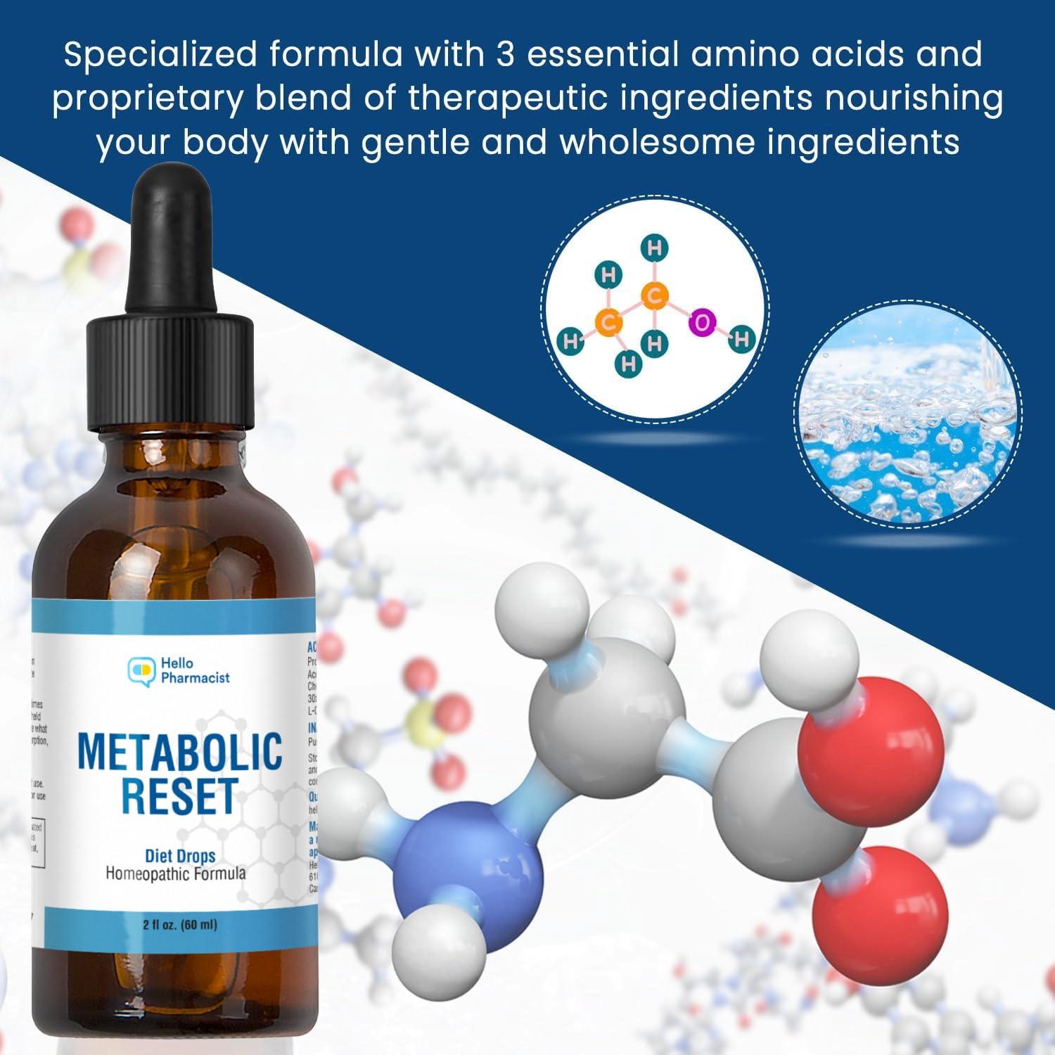 HelloPharmacist Métabolic Reset : étiquette claire facilitant l'identification de la formulation.