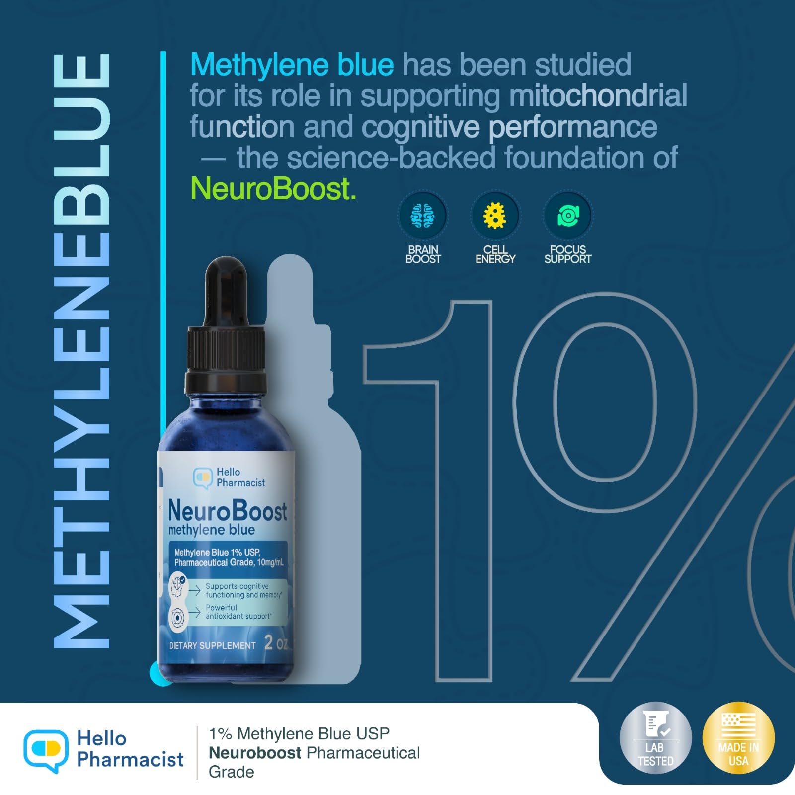 HelloPharmacist Neuroboost dosage precis, format liquide pratique a utiliser.