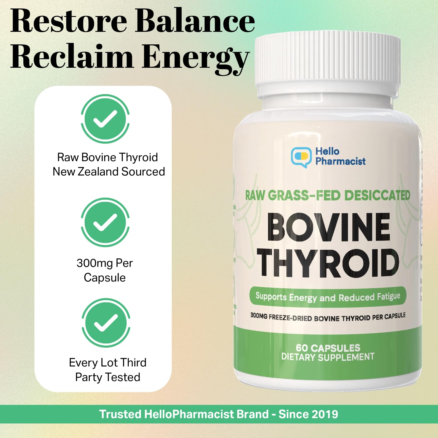 HelloPharmacist Thyroïde 300mg — usage quotidien pour énergie naturelle.