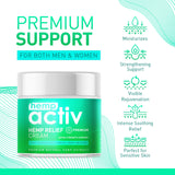 Hemactiv Crème zone cible : massage sur dos, épaules et genoux.