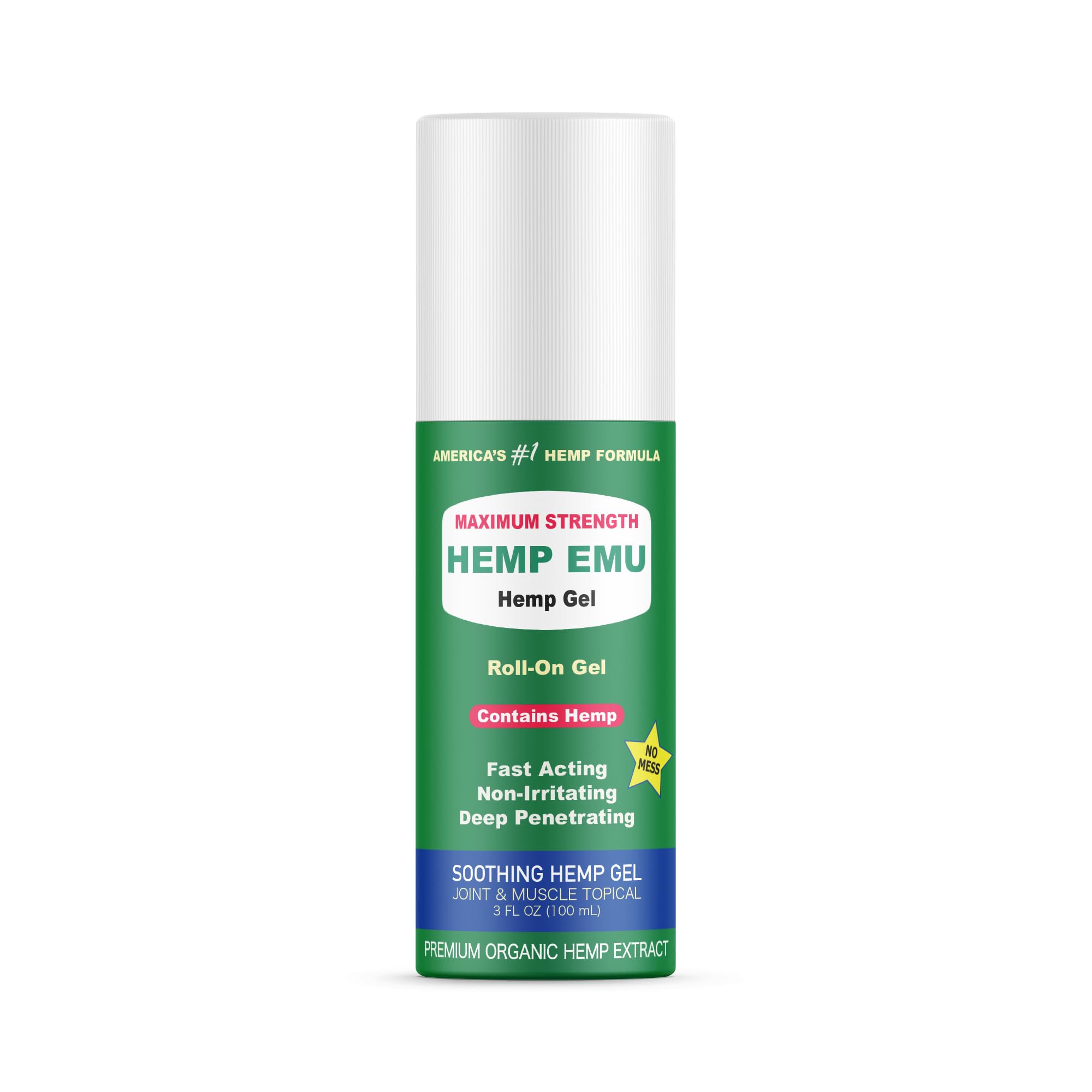Hemp Emu gel rouleau : applicateur pratique pour une application ciblée sans gâchis.