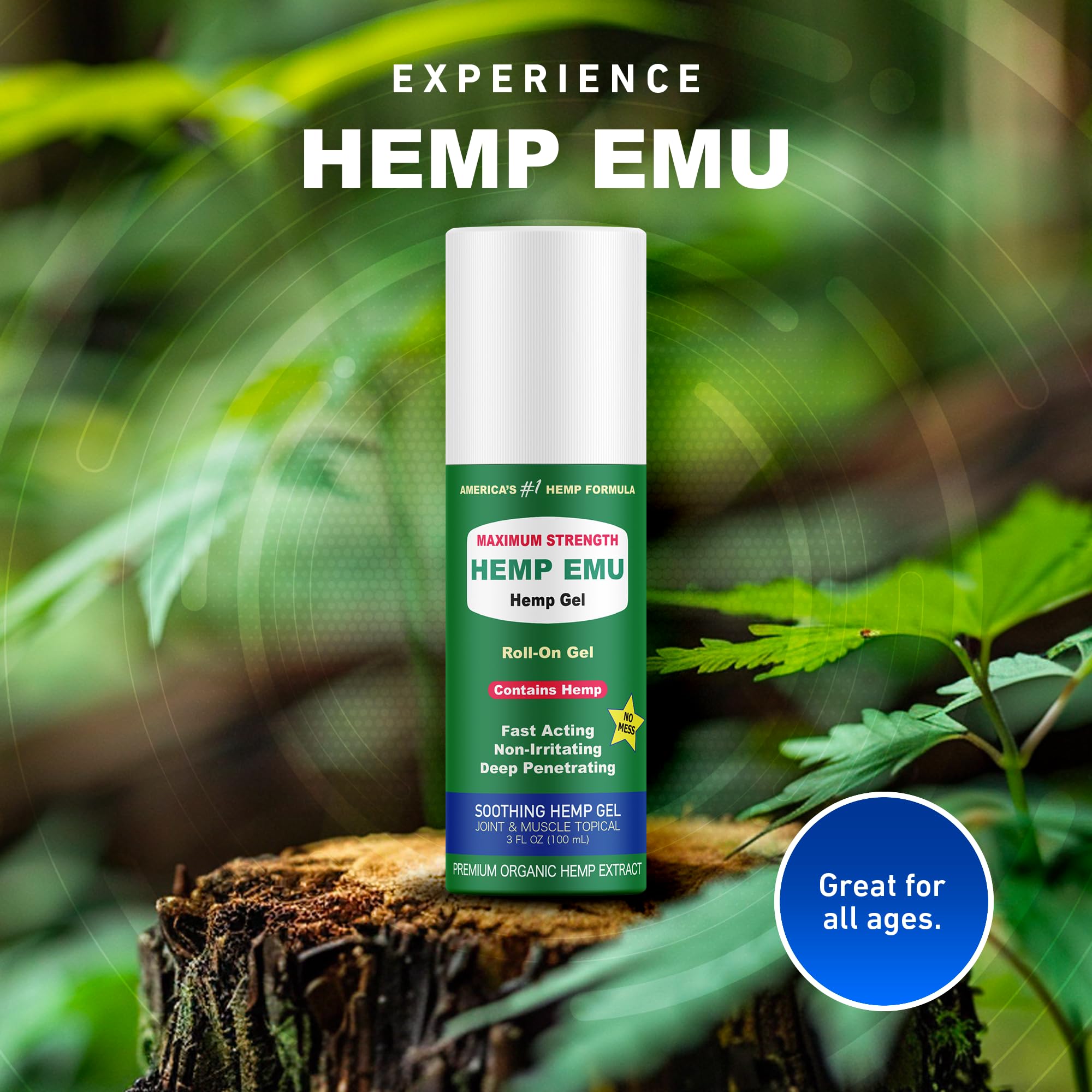 Hemp Emu gel rouleau offre un effet frais menthol sur la peau.