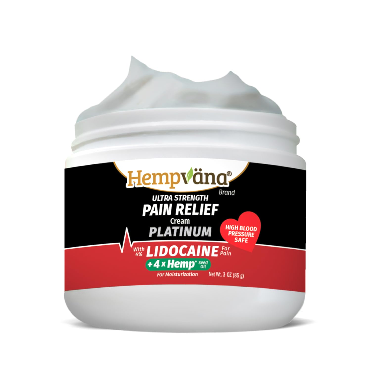 Hempvana Platinum Lidocaïne Relief Cream — bouteille avec une présentation nette et efficace