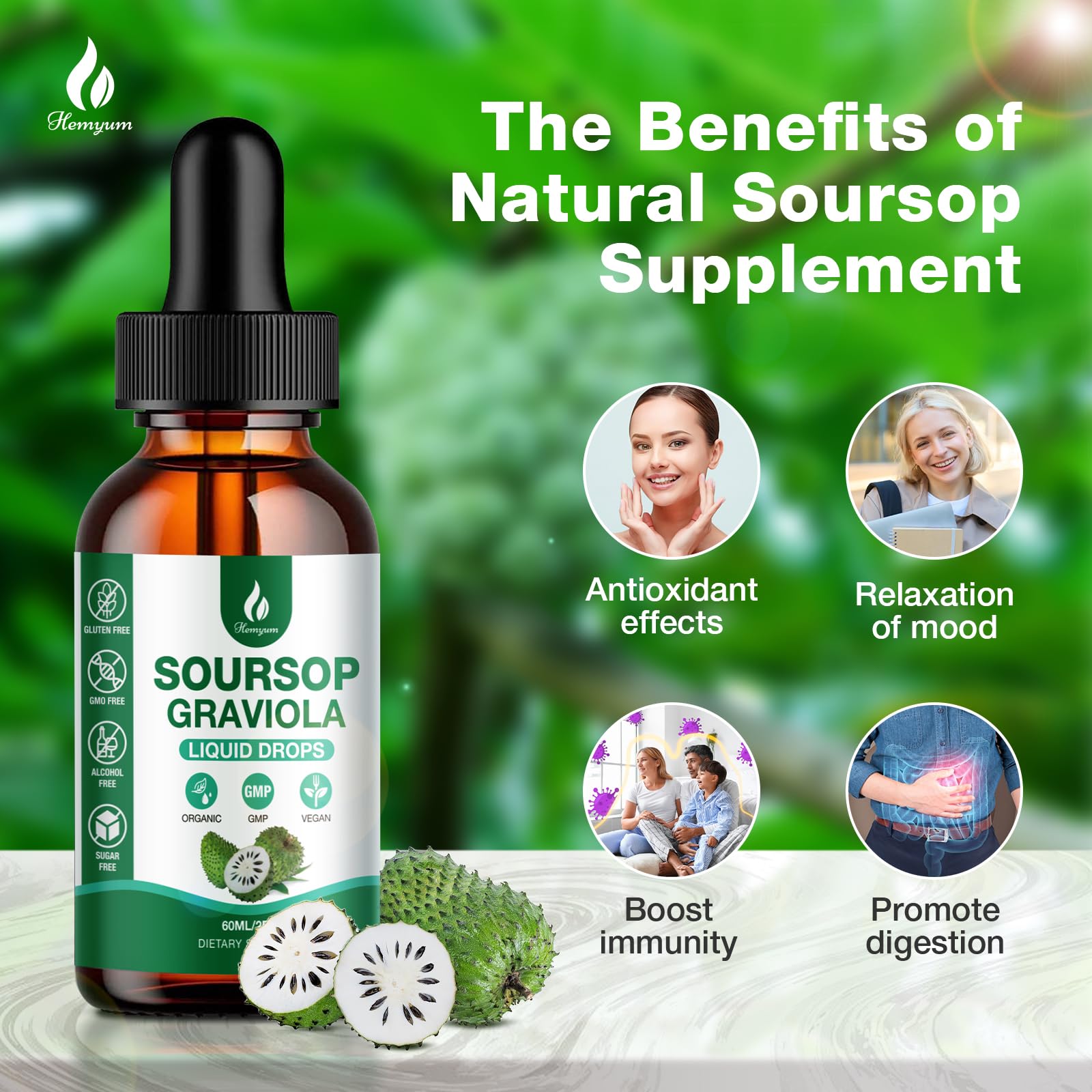 Hemyum Soursop Bitters Liquide goutte à goutte facilitant l ajout dans vos boissons.