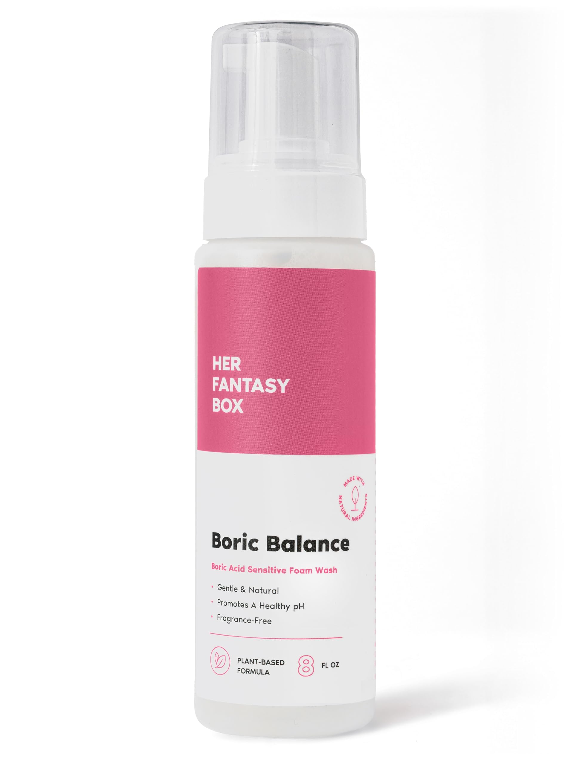 Her Fantasy Box Boric Balance Yoni Mousse bouteille facile à utiliser pour un nettoyage quotidien apaisant