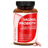 HerAuré bouteille-probiotiques vaginaux soutient le pH et la fraîcheur intime.