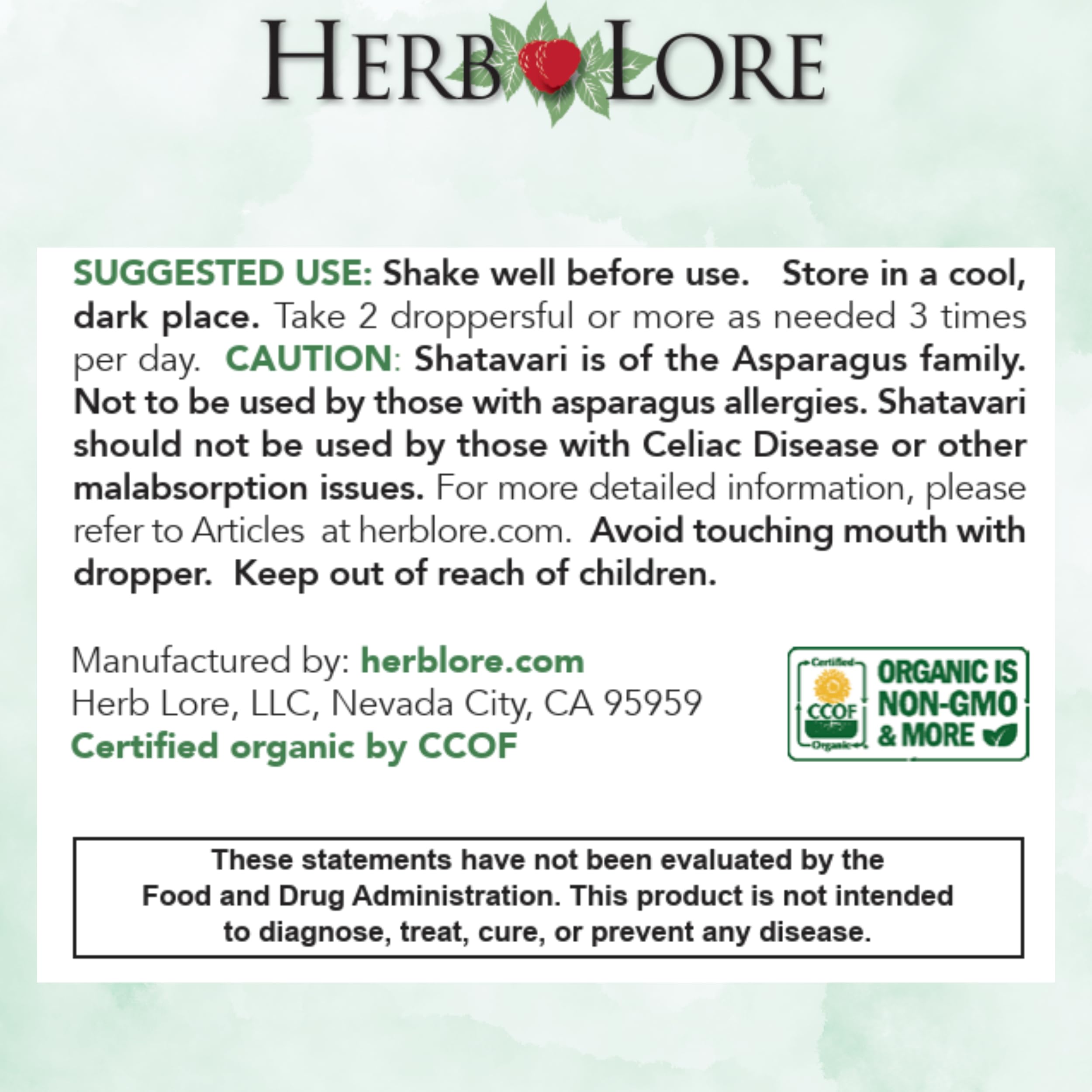 Herb Lore Shatavari, tisane rapide, usage quotidien et douceur.