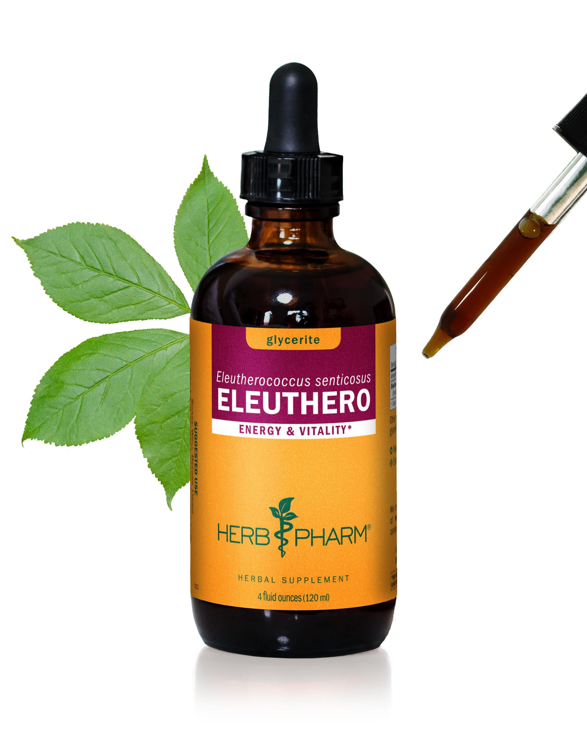Herb Pharm Eleuthero – flacon racine liquide, énergie naturelle et durable.