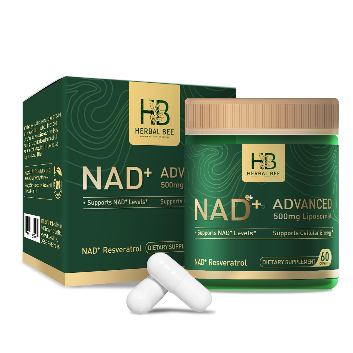 Herbal Bee Nad liposomale, capsules: soutien potentiel à l'énergie cellulaire et endurance