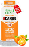 Herbal Clean Qcarbo16 en bouteille orange, soutien possible au processus naturel de détox.