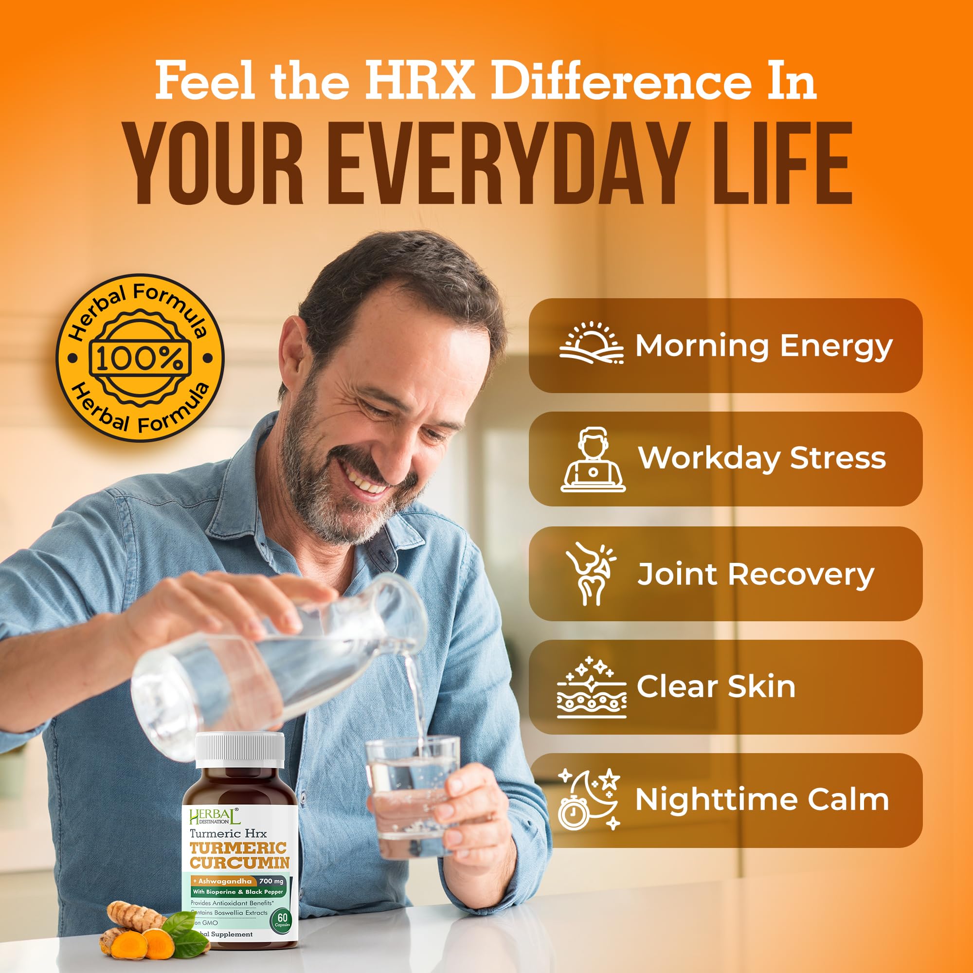 Herbal Destination HRX Curcuma, soin de la peau et équilibre cutané