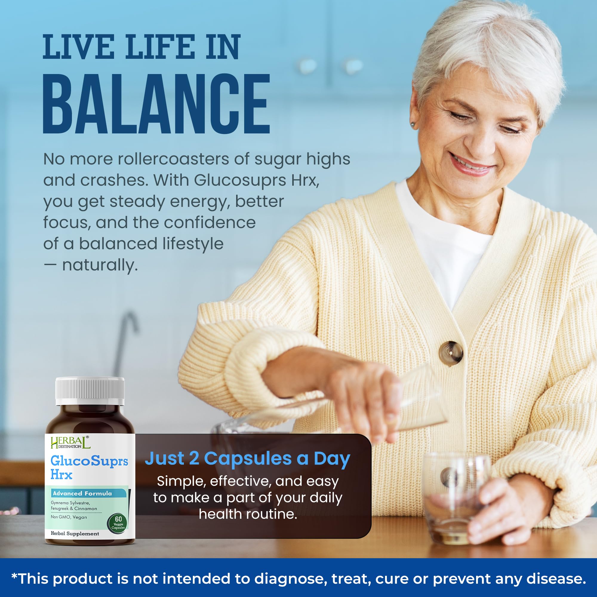 GlucoSuprs Hrx Herbal Destination – capsules prêtes a l'emploi, usage quotidien