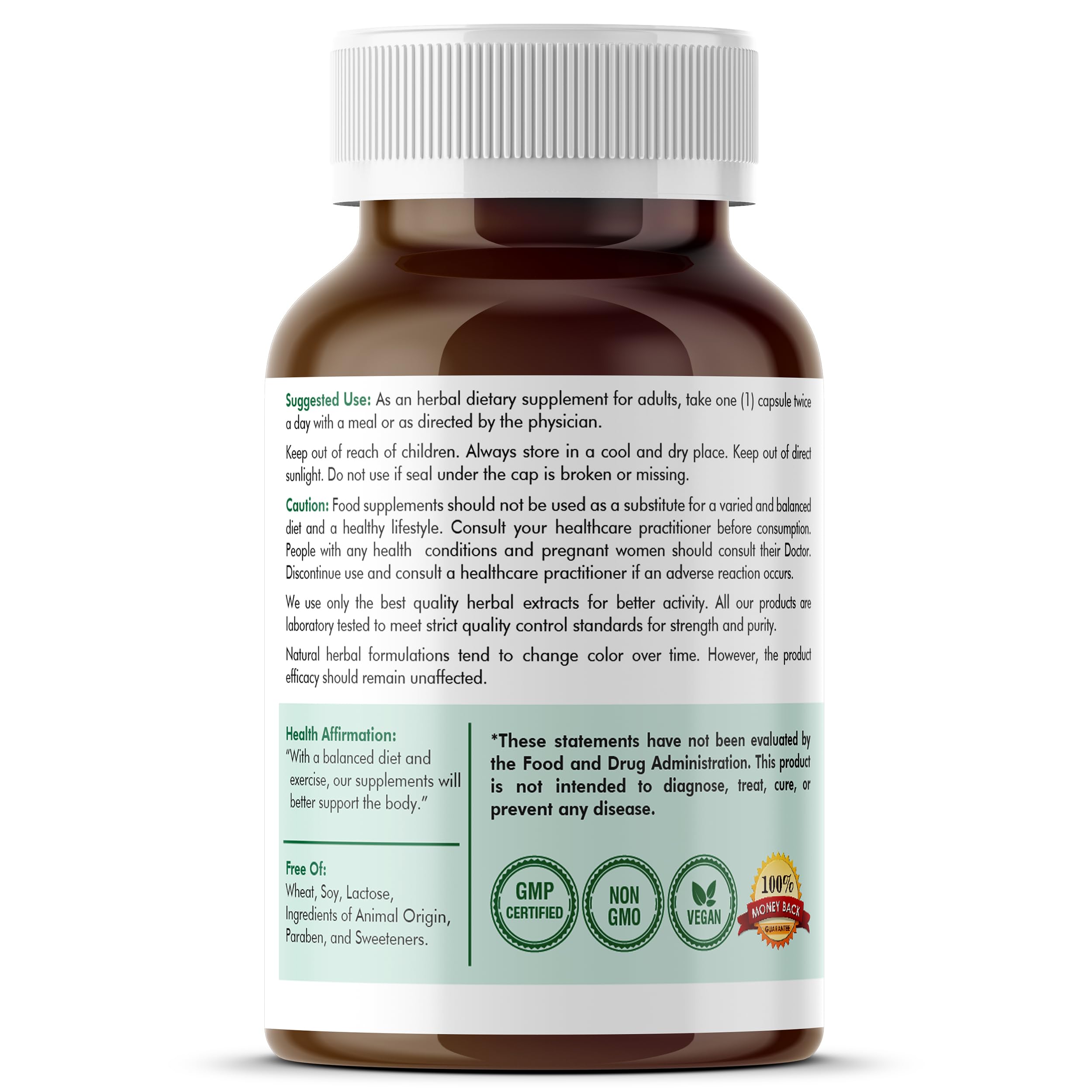 GlucoSuprs Hrx Herbal Destination – emballage informatif sur les composants naturels