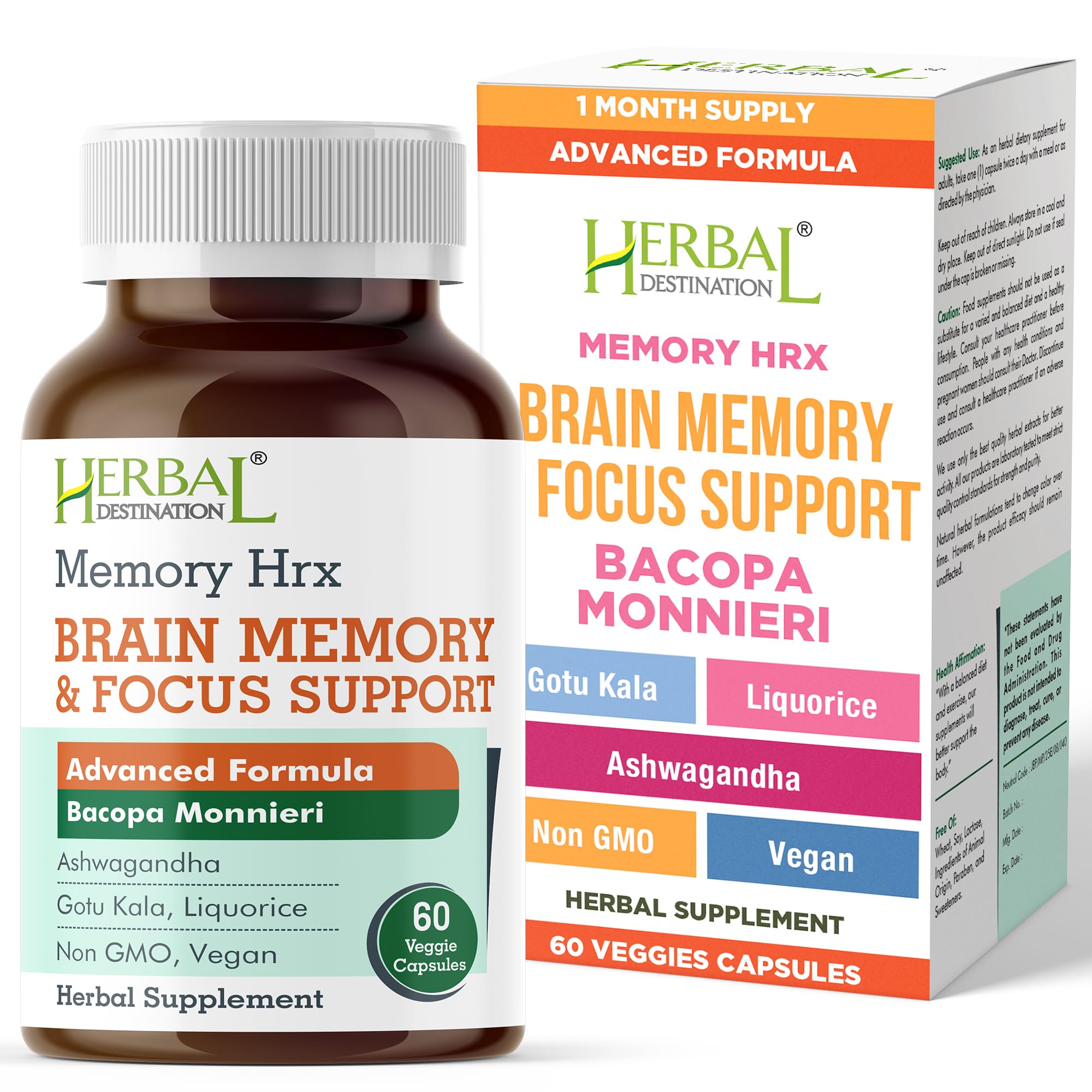 Herbal Destination Memory HRX : bouteille visible prête à l’emploi et soutien cognitif potentiel.
