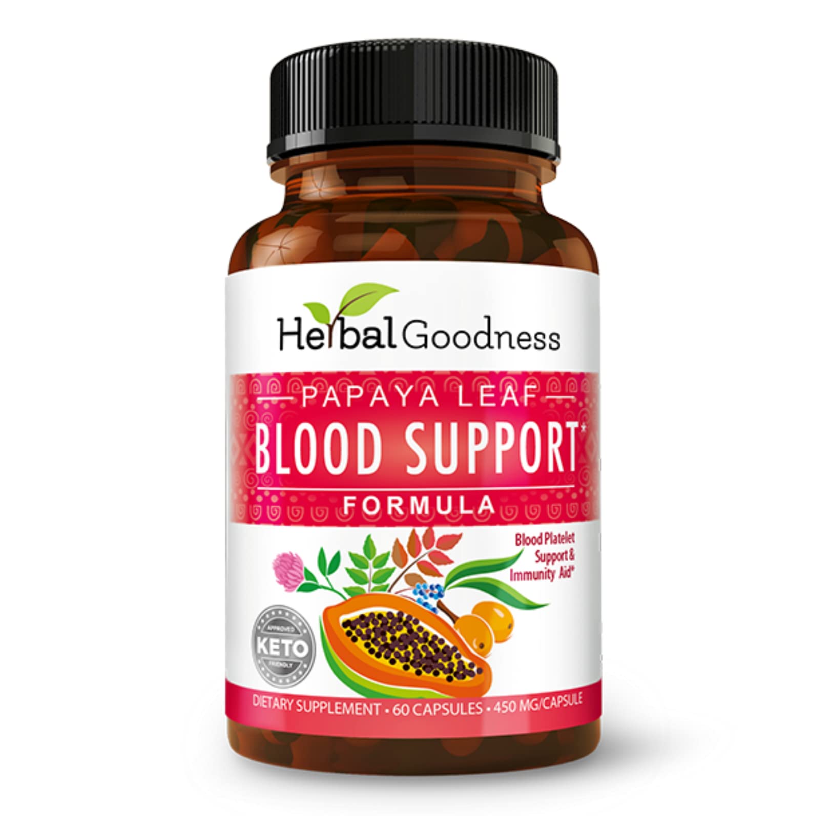 Herbal Goodness bouteille papaye versement, soutien sanguin potentiel