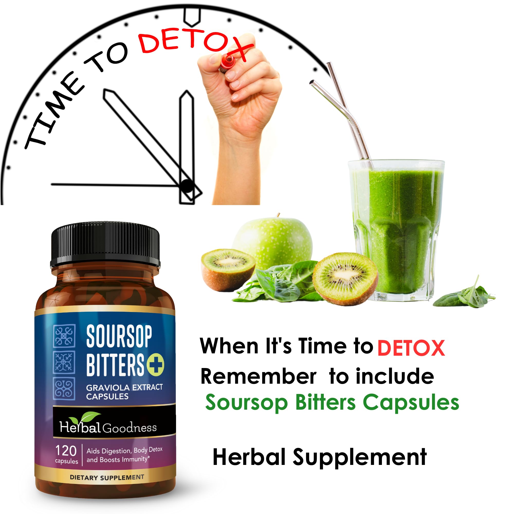 Herbal Goodness capsules papaye feuilles: tonique doux pour le confort digestif.