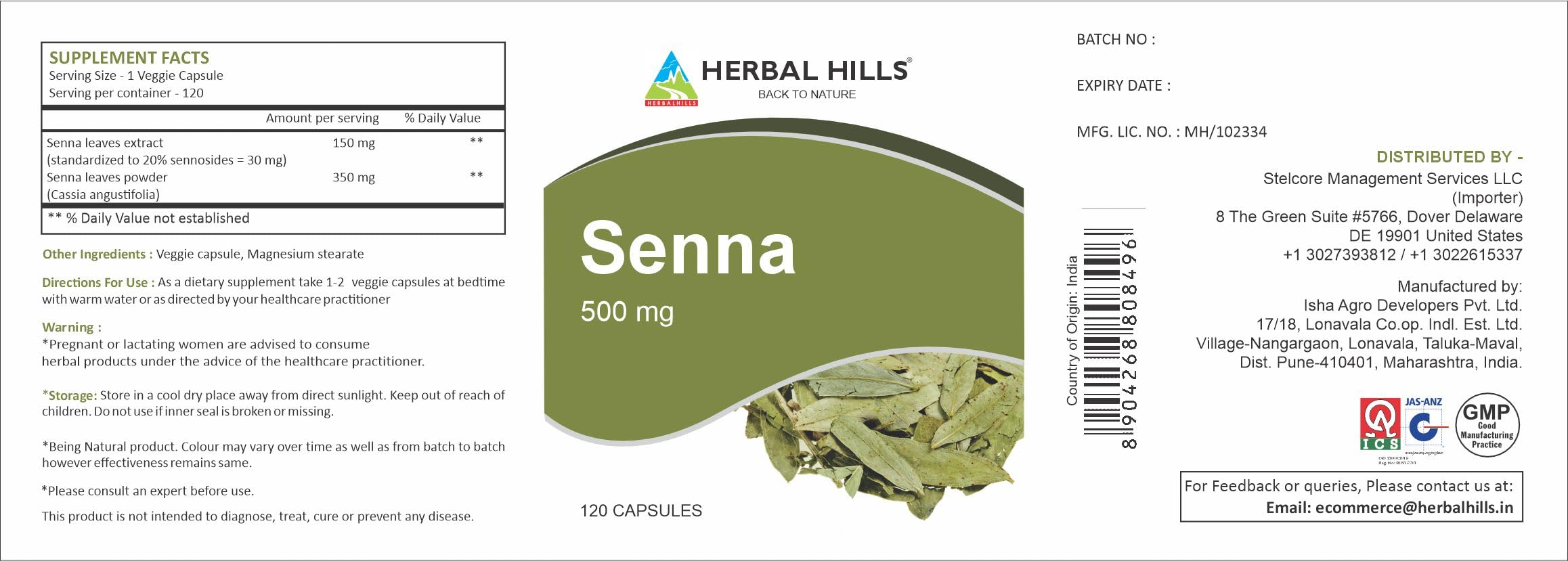 Routine quotidienne avec HERBAL HILLS Senna Capsules pour le confort digestif.