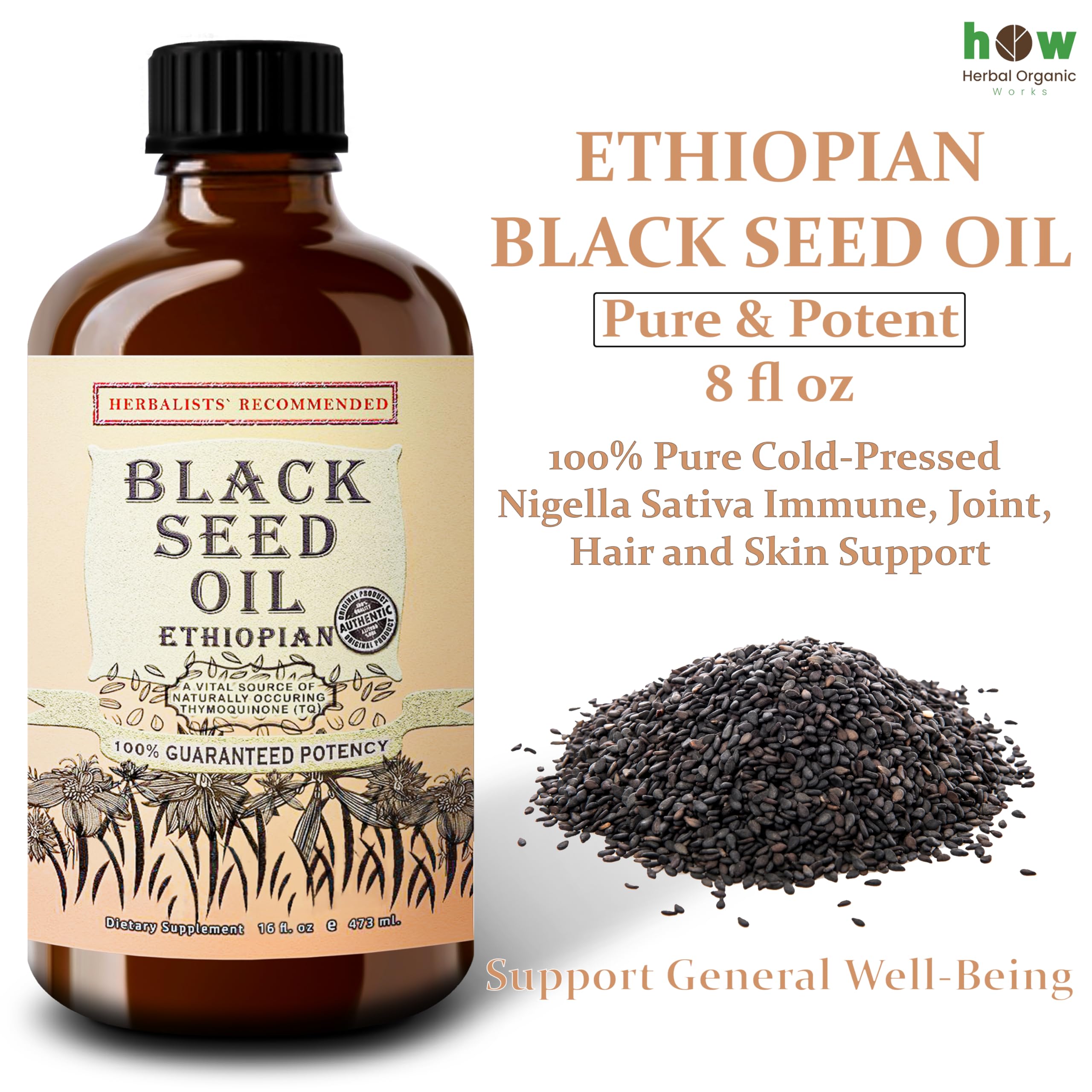 Herbal Organic Works - Etiquette indiquant origine et qualité premium.