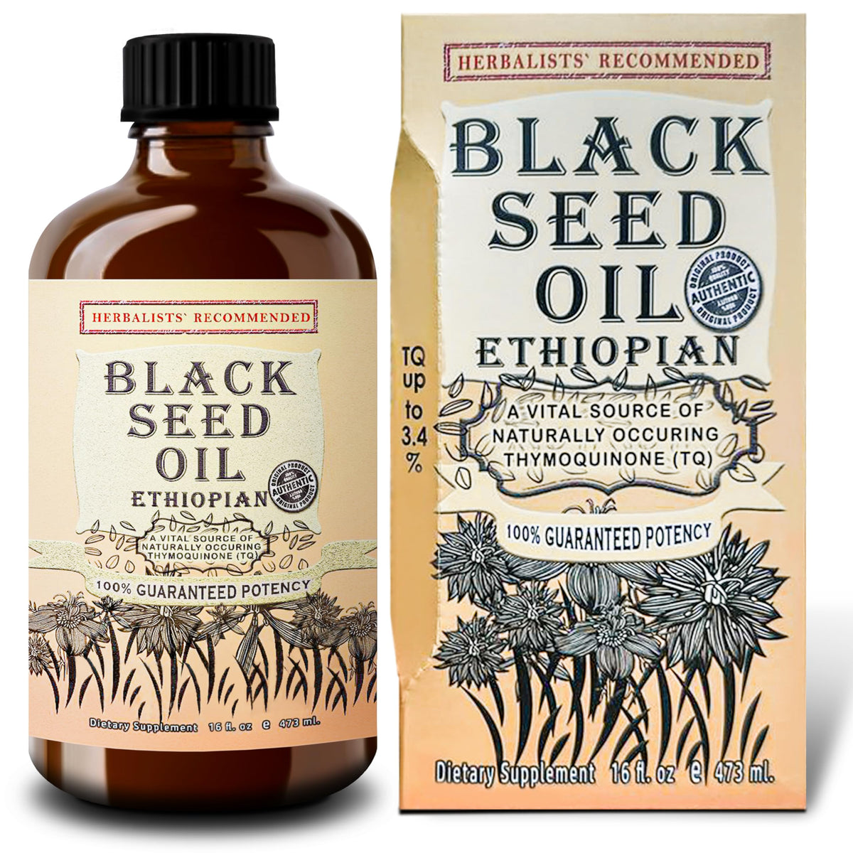 Herbal Organic Works - Huile noire éthiopienne pressée à froid, riche en antioxydants.