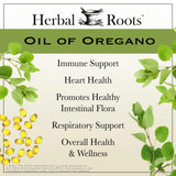 Étiquette Herbal Roots sans additifs et emballage clair.