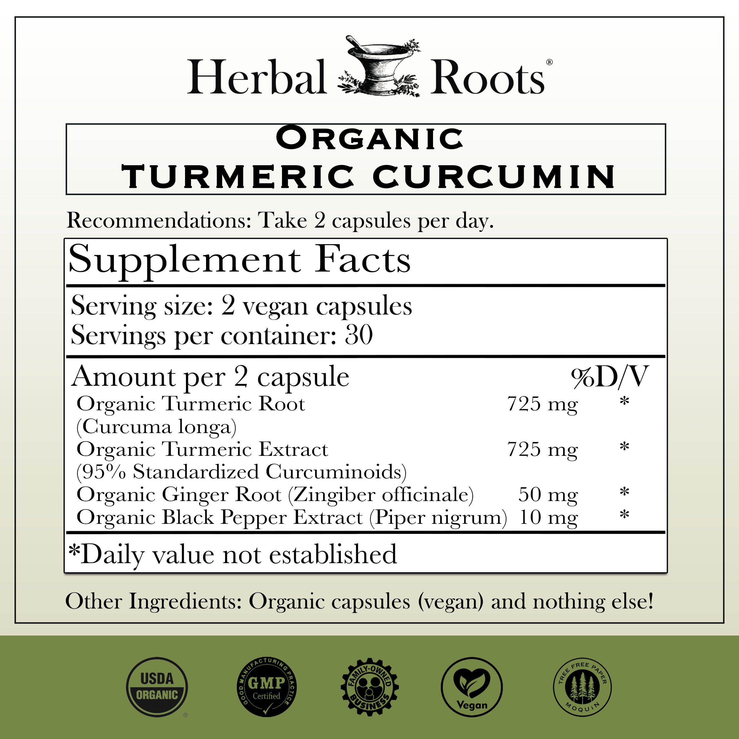 Herbal Roots curcumine-standardisee-95, extrait pur de curcuma.
