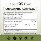 Herbal Roots pilules ail bio 600 mg, format pratique pour la routine.