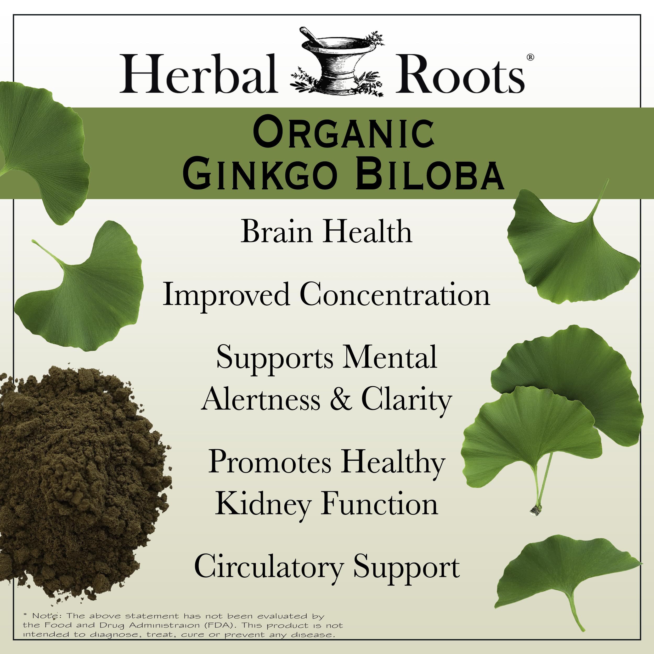 Herbal Roots Ginkgo Biloba Bio - gélules véganes sans additifs, facilité d’intégration.