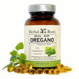 Herbal Roots huile d’origan méditerranéenne en flacon, potentiel soutien des défenses naturelles.