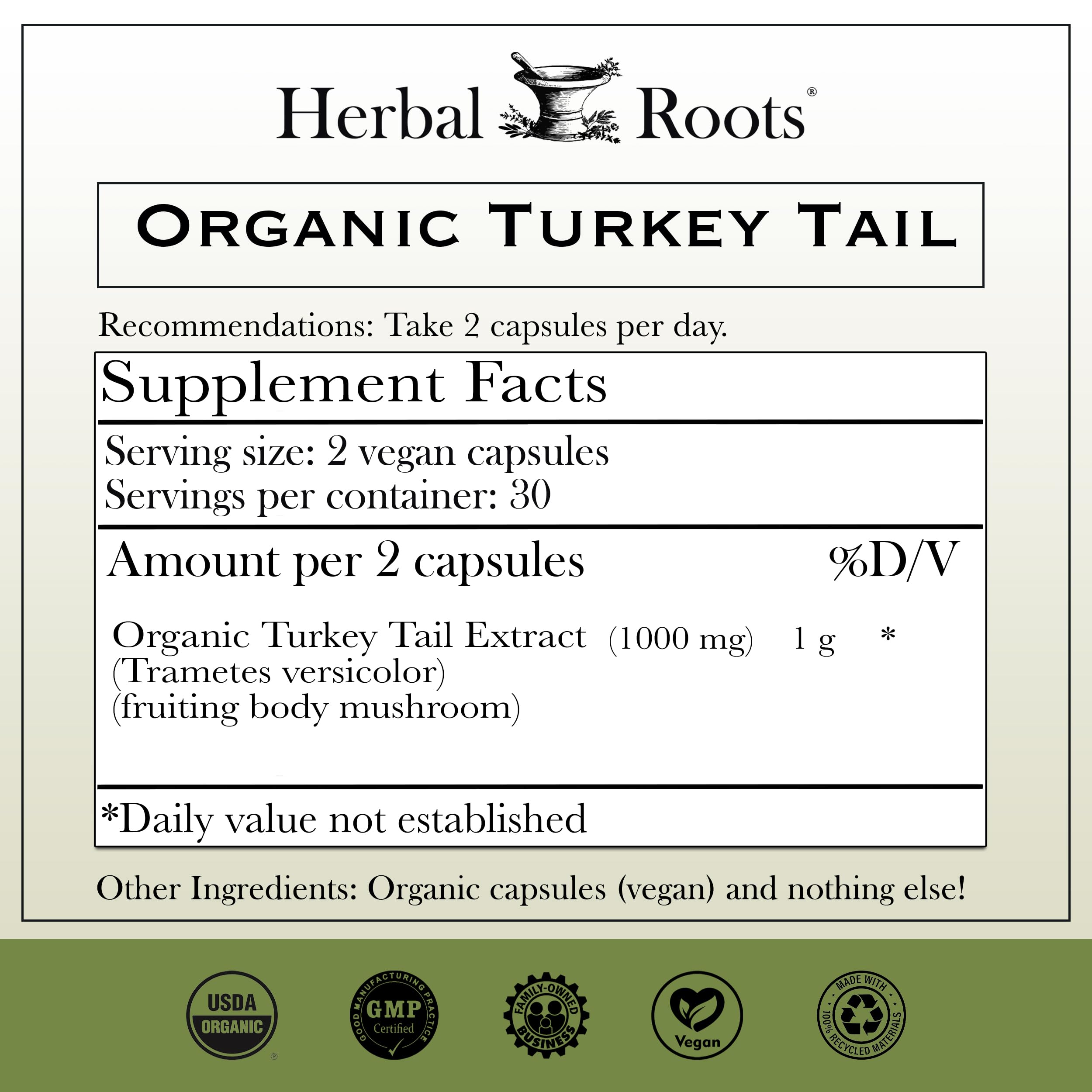 Gélules Herbal Roots queue-de-dinde-fructifs, extrait pur et facile d’usage.