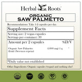 Herbal Roots Saw Palmetto: ingrédients biologiques pour une routine naturelle.