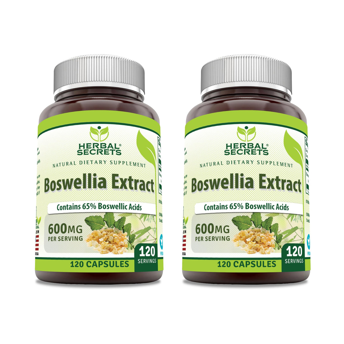 Herbal Secrets Boswellia extrait 65% en capsules, bouteille, usage quotidien possible pour le bien-être