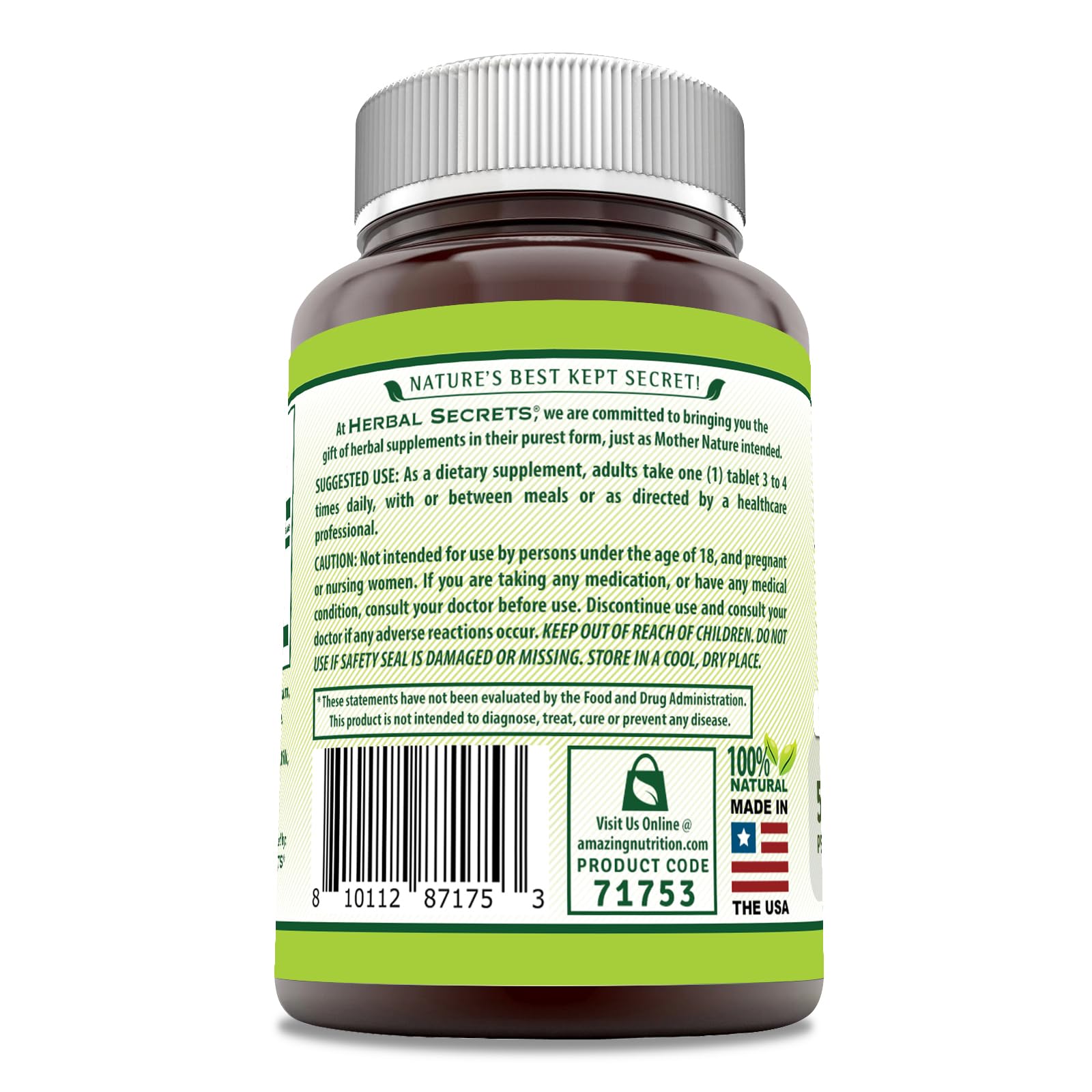 Bouteille Herbal Secrets Bromélaïne – 240 portions pratique pour une utilisation régulière