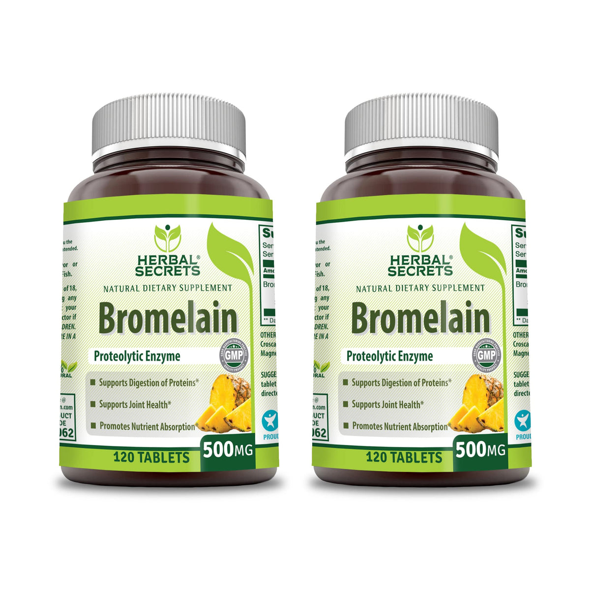 Herbal Secrets Bromélaïne 500 mg – comprimés dans une bouteille, soutien quotidien potentiel.