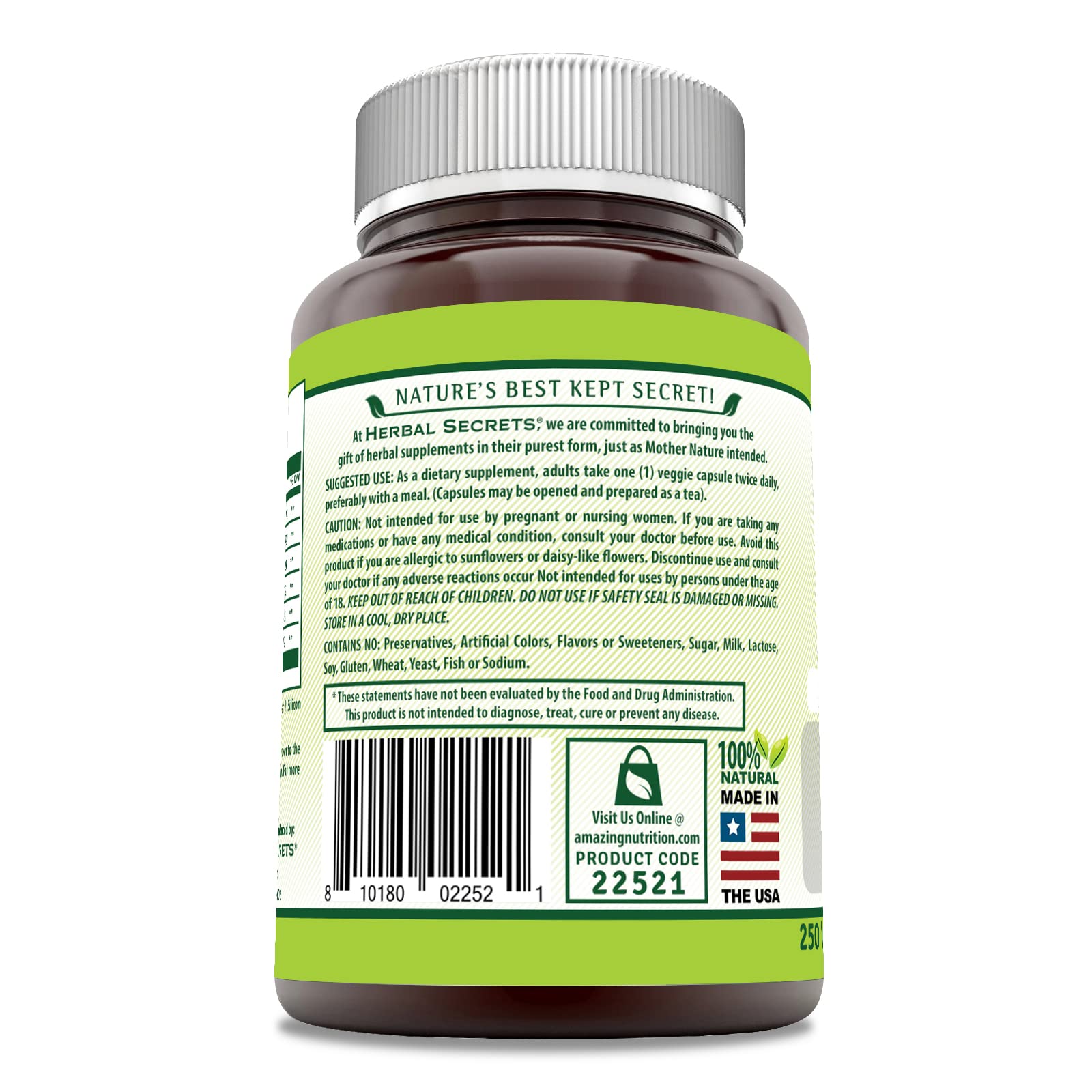 Gélules végétales Herbal Secrets faciles à prendre dans une routine journalière.