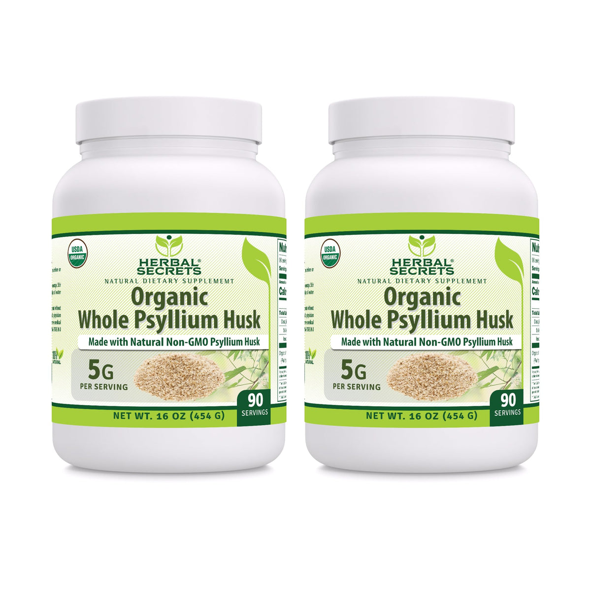 Herbal Secrets poudre de psyllium – portion de 5 g idéale pour le soutien digestif.