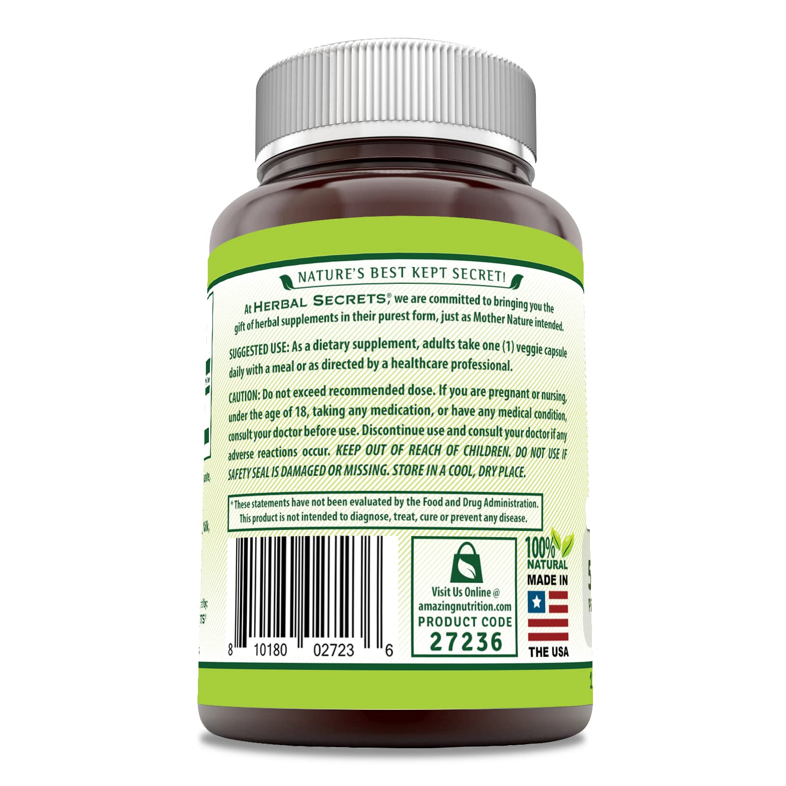 Herbal Secrets Quercetine 500 mg – emballage, pureté et puissance garanties.