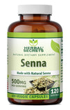 Herbal Secrets Sénna 500 mg dans une bouteille, pratique quotidienne.