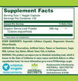 Ingrédients naturels Herbal Secrets Sénna 500 mg pour une routine simple.