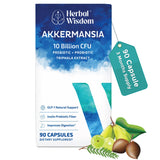 Herbal Wisdom Akkermansia Probiotic – bouteille de gélules pour la digestion.