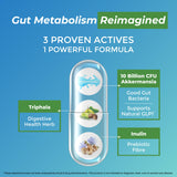 Badge sans gluten sur l’emballage Herbal Wisdom Akkermansia Probiotic.